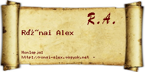 Rónai Alex névjegykártya